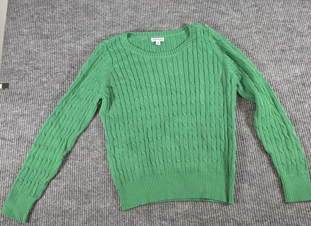 St John's Bay Women's Sweater Green Size Large Long Sleeve